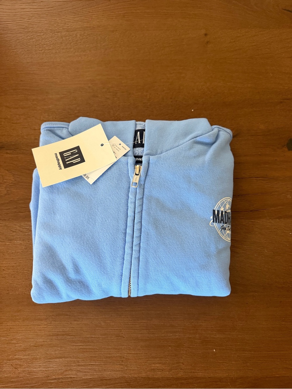 Unisex Kids GAP x Madhappy Zip-Up Hoodie Light Blue NWT New w/ Tags